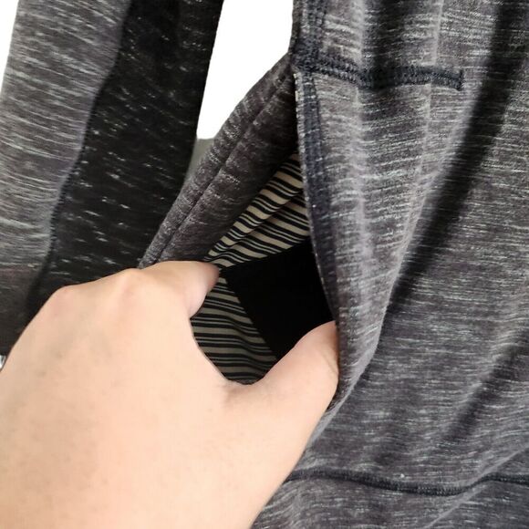 Lululemon Sweatshirt 4 Exhalation Pullover II Heathered Marled Black Long Sleeve - Picture 6 of 11